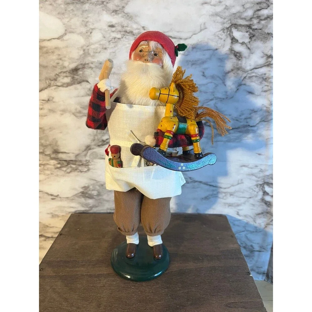 Byers Choice Carolers 1995 Vintage Working Santa/Toymaker  Wooden Rocking Horse